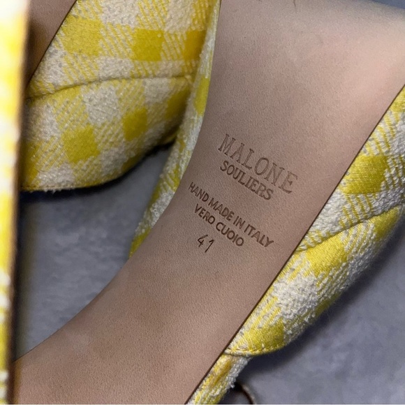 MALONE SOULIERS heels gingham plaid yellow white platform EMILY IN PARIS Camille - Picture 10 of 14